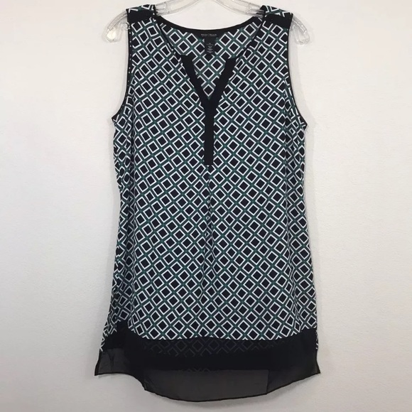 White House Black Market Tops - WHBM Semi Sheer Geometric Tunic Tank Sz M